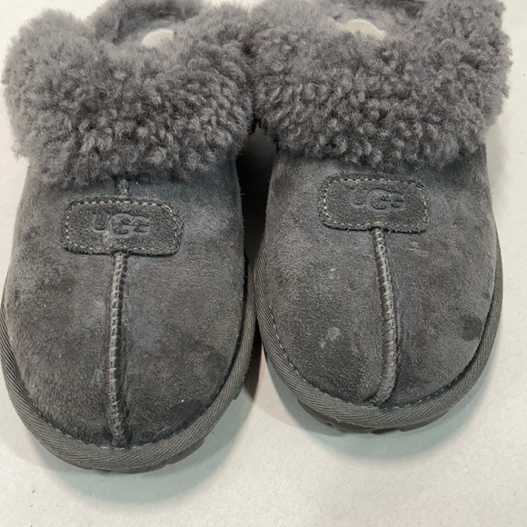 UGG Shoes - UGG Gray Coquette Suede Sheepskin Sherpa Lining Slippers Mules size 7